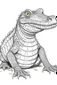 Placeholder: Outline art for cute alligator ,color book, sketch style, white background,clean lines,no shadows and we'll uotlined, low details