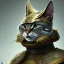 Placeholder: Character design, anthropomorphic cat dressed as a Shaolin, dark, evil, furious, epic, intricate details, finely detailed armor, silver, golden