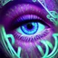 Placeholder: Close-up of mystical eyes, neon glow, intricate iris patterns, digital art style