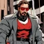 Placeholder: a young man with big muscles who looks like hans gruber wearing a turtleneck and red sunglasses staring with an angry look on his face