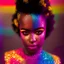 Placeholder: full body shot, masterpiece, best quality, family of three, dark skinned, sparkling eyes, fluorescent skin, colorful makeup, afro, highly detailed body, afrofuturism, scifi, sun light, 4K, RAW, depth of field, high contrast, realistic details, 24mm