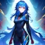 Placeholder: girl, masterpiece, best quality, volumetric lighting, dynamic pose, detailed outfit, perfect eyes, blue hair, red eyes, messy hair, long hair, body suit,