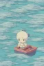 Placeholder: cute happy tiny ocean demon sitting in a boat, intricately detailed, photorealistic, oil on canvas, trending on art station, high definition, hdr, cute, beautiful in sunshine