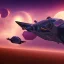 Placeholder: podracer concept, 2 engines side by side, purple lightning, Fast racing, motion blur, yellow desert background, sunset, alien planet