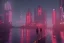 Placeholder: 3D, beautiful, light reflecting, empty future city skyline at night, rainy night, neon, cyberpunk, tron, one cyborg walking, 8k, finely detailed, photo realistic