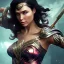 Placeholder: Wonder woman fighting a insect, futuristic design, rain in background, close-up face, geometric armor, female face, 3d unreal engine, black face, close up armor, church detail, lovely face