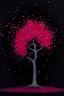 Placeholder: Painting of a slender Sakura tree suspended in the air, in isolation, falling petals like fine splatters, night cosmic background, atmospheric, dream like, minimalistic, fine details