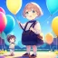 Placeholder: yound anime child letting go of a balloon