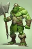 Placeholder: A tall green halforc barbarian