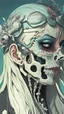 Placeholder: a close up of a person with a skull on their head, anime skull portrait woman, scary detailed art in color, hiroyuki-mitsume takahashi, nychos art aesthetic, half woman half skeleton, anime cyberpunk art, colored manga art, rossdraws pastel vibrant, cold colors. insanely detailed, beautiful anime portrait, stunning anime face portrait, scary art in color