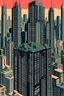 Placeholder: punisher sku;; CITY aerial shot in the style of Hiroshi Nagai