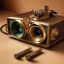 Placeholder: movie projector in steampunk style 18th century photo realistic