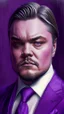 Placeholder: leonardo dicaprio look a like portrait ultra realistic in suit, purple colors