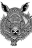 Placeholder: mandala rhinoceros: black and white with white background.