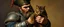 Placeholder: master oil painting by Rembrandt, orc soldier holding and petting a big ugly cat