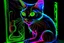 Placeholder: Black light art, neon cat