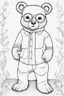 Placeholder: Outline art for cute coloring pages with bear with glasses, full body, white background, sketch style, only use outline, clean line art, no shadows and clear and well outlined.