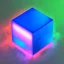 Placeholder: a blue metallic 4d cube inside a 4d orange rotating cube in a 4 dimension environment