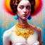 Placeholder: iv_a painting of a young woman, figurative art, an acrylic detailed painting,art style by Harumi Hironaka, turquoise pink and yellow, james terrell art, trending on artstation, soft lines,intricate art by bastien lecouffe deharme and greg rutkowski