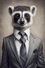 Placeholder: Lemur dressed in an elegant suit with a nice tie. Fashion portrait of an anthropomorphic animal posing with a charismatic human attitude