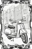 Placeholder: coloring page for kids, SCOOTY, thick outline, low details, no shading, no color