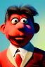 Placeholder: Waist up muppet Portrait, Kim Jong-un as muppet doll, black suit, photo studio, red background, unreal engine 5, concept art, art station, god lights, ray tracing, RTX, lumen lighting, ultra detail, volumetric lighting, 3d.