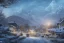 Placeholder: highly detailed small village scene in skelig, sunrise, illustration, background snowy mountains, cinematic lighting, 4k, 8k, octane render, digital concept art, trending on artstation, pinterest, extremely detailed, ambient lighting.