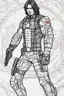 Placeholder: out line art of WINTER SOLDIER super HIRO colouring pages with white background ,skech style ,full body. only use outline,mandala style,clean line art,white background,no shadow and clear and well outlined