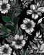 Placeholder: line sketch of seamless pattern half colored and half in black and white with flowers , dark green background