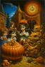 Placeholder: Lowbrow Surrealism trick or treater girls causing mischief by Todd Schorr