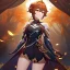 Placeholder: portrait of genshin from genshin ((genshin)) ((genshin ingame outfit)) wearing a short skirt, black short hair, orange eyes