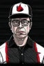 Placeholder: Ilustración vectorial de Gustavo Petro con gorra deportiva camisa colores negro, blanco y rojo, fondo negro