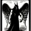 Placeholder: Angel code prophecy name words black and white Satan card