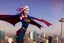 Placeholder: Supergirl flying over Dallas, Texas.