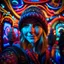 Placeholder: AI hippie selfie in dark twisted psychedelic fluorescent mushroom arcade hall , photo-realistic, shot on Hasselblad h6d-400c, zeiss prime lens, bokeh like f/0.8, tilt-shift lens 8k, high detail, smooth render, down-light, unreal engine, downlight