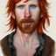 Placeholder: Portrait of Courtney Gains as a ruggedly handsome, joyful, roguish pirate, charismatic, attractive male, masculine, perfect, precisely detailed clear eyes, softly freckled face, unblemished, flawless skin; meticulously detailed multi-hued ginger carrot colored cherry fire red hair; fantasy, intricate, elegant, highly detailed, digital painting, concept art, matte, sharp focus, illustration, art by artgerm and greg rutkowski and alphonse mucha