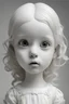 Placeholder: White figure of a little girl with completely black eyes