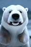 Placeholder: An ice bear wearing a thick winter jacket with a beanie