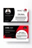 Placeholder: business card layout for a gym instructor, red and black, vector art, white background with email, address and Instagram icons