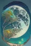 Placeholder: Large moon in the sky, nature doodles, drawing, color, detailed