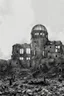 Placeholder: hiroshima dome, manga page, greyscale