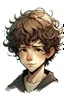 Placeholder: Draw an enigmatic boy with curly hair