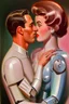 Placeholder: american dream portrait hansome man and a robot wife1950s
