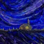 Placeholder: A violet space station in a galaxy painted by Vincent van Gogh