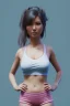 Placeholder:  isometric clean art of super japanese woman Camilla Luddington, busty hitomi tanaka, Lara croft clothes, soft lighting, soft pastel gradients, high definition, 3d icon clay render, blender 3d