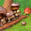 Placeholder: Large log,Mushroom city,fallen log, plentiful mushrooms,fantasy