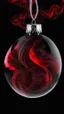 Placeholder: smoke art red and black colours with shiny glass christmas bauble