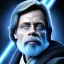 Placeholder: upper body photorealistic jedi mark hamill in Star Wars, sharp blue eyes, photorealistic weathered skin, jedi robe, cinematic lighting, intricate