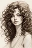 Placeholder: Drawing sketches Pretty woman With curly hair