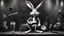 Placeholder: photorealistic deppressed dark melancholic sad Bugs bunny deppressed doing music rock and roll dark heavy metal on a scene alcoholic, ciggaretes ciggaretes ciggaretes sad sad sad sad sad ciggarets